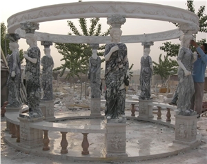 Beige Marble Handcarved Sculptured Stone Gazebos