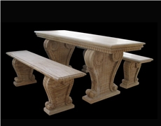 Beige Marble Handcarved Sculptured Table Sets, Western Style Tables