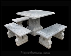 Beige Marble Handcarved Sculptured Table Sets, Western Style Tables
