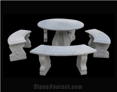 Beige Marble Handcarved Sculptured Table Sets, Western Style Tables
