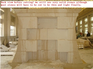 Beige Marble Kitchen Hood Solid Stone Range Hood
