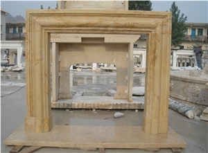 Beige Marble Stone Fireplace Mantels Surround