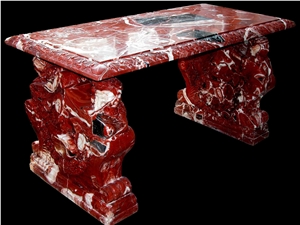 Bench Table Marble Stone Sculpture Handcarved Indoor Outdoor