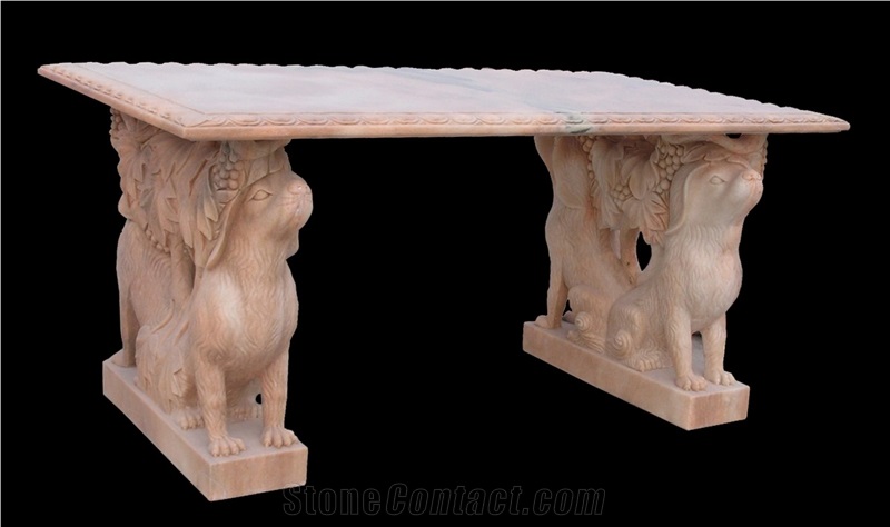 Bench Table Marble Stone Sculpture Handcarved Indoor Outdoor