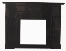 Black Limestone Handcarved Fireplaces Mantel, Western Style Fireplace