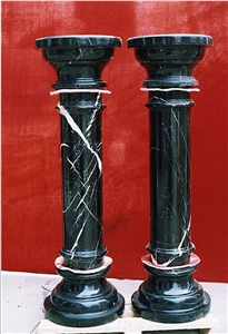 Black Marble Handcarved Column Capitals, Sculptured Column Bases