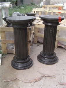 Black Marble Handcarved Column Capitals, Sculptured Column Bases