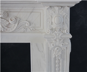 Carved Sculpture Marble Stone Fireplace Mantel