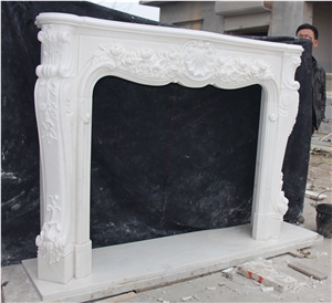 Carved Sculpture Marble Stone Fireplace Mantel