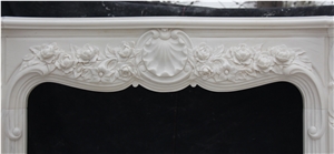 Carved Sculpture Marble Stone Fireplace Mantel