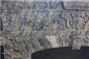 Chinese Arabesato Marble Fireplace Mantel Surround