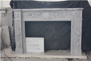 Chinese Carrara White Marble Fireplace Mantel