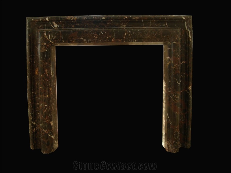 Colorful Red Marble Handcarved Sculptured Fireplaces, Western Style