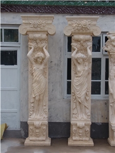 Column Marble Stone Handcarved Mantel Indoor Outdoor