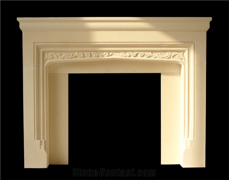 Cream Bello Limestone Fireplace Mantel