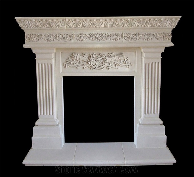 Cream Bello Limestone Fireplace Mantel