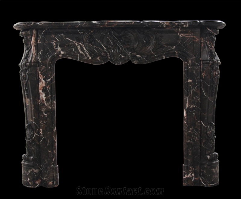 Dark Emperador Marble Fireplace Mantel