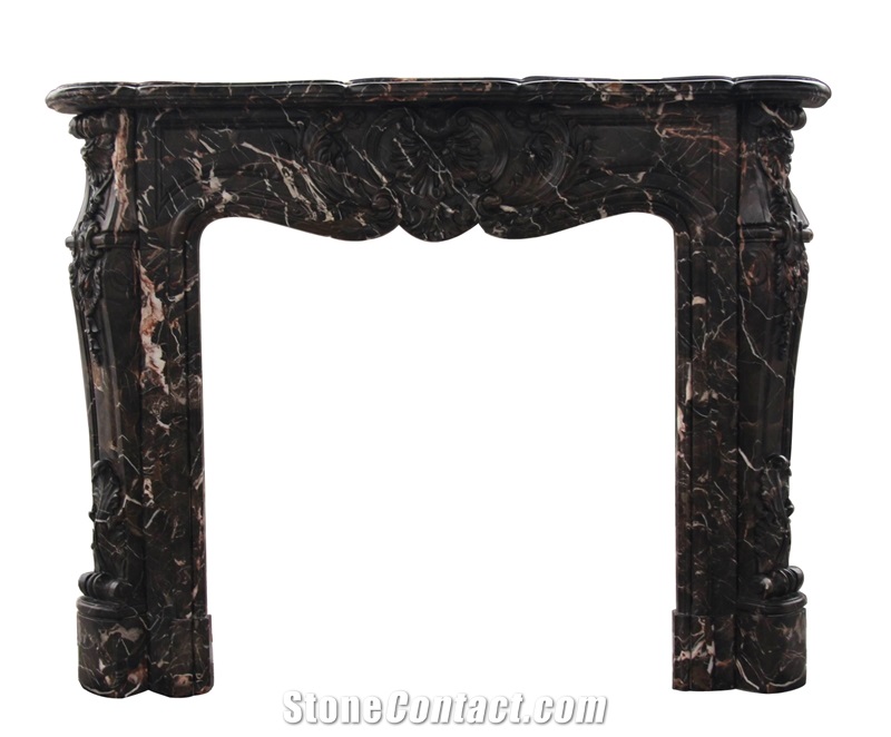 Dark Emperador Marble Fireplace Mantel