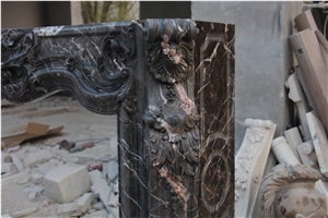 Dark Emperador Marble Fireplace Mantel