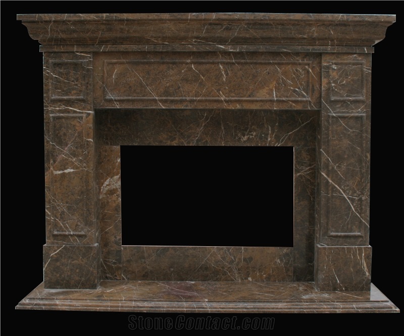 Double Fireplace Handcarved Sculpture Marble Mantel