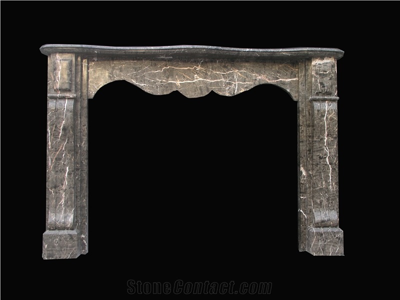 Double Fireplace Handcarved Sculpture Marble Mantel