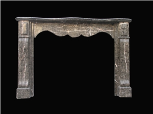 Double Fireplace Handcarved Sculpture Marble Mantel