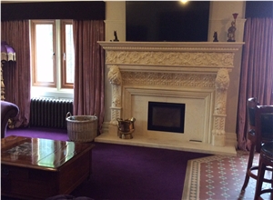 Egyptian Beige Marble Fireplace Mantel