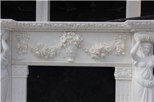 Fangshan White Marble Fireplace Mantel