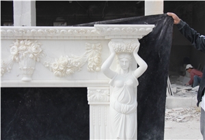 Fangshan White Marble Fireplace Mantel