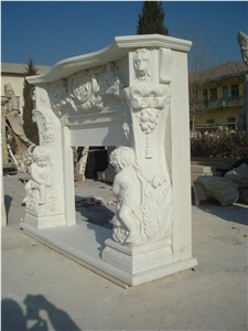 Fangshan White Marble Fireplace Mantel
