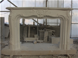 Fangshan White Marble Fireplace Mantel