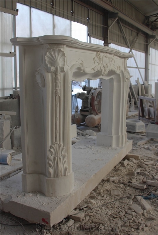 Fangshan White Marble Fireplace Mantel