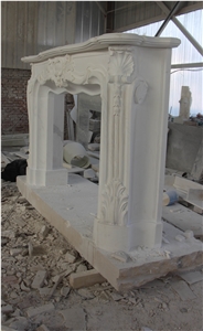 Fangshan White Marble Fireplace Mantel