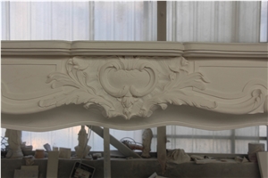 Fangshan White Marble Fireplace Mantel
