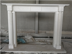 Fangshan White Marble Fireplace Mantel