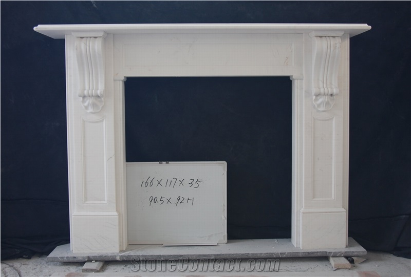 Fangshan White Marble Fireplace Mantel