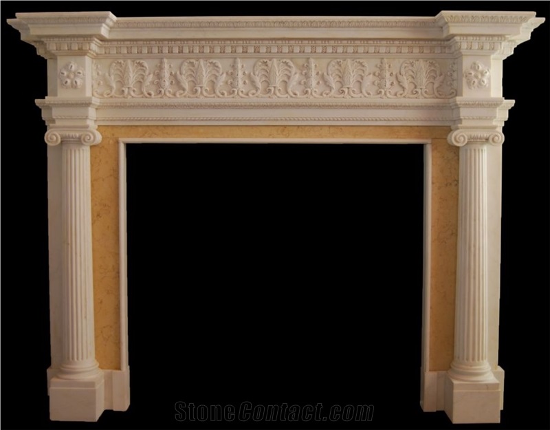 Fangshan White Marble Fireplace Mantels Hearths