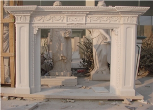 Fangshan White Marble Fireplace Mantels Hearths