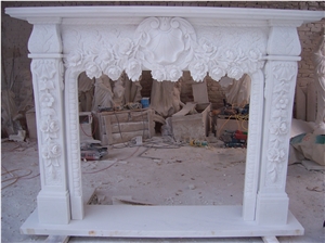 Fangshan White Marble Fireplace Mantels Hearths
