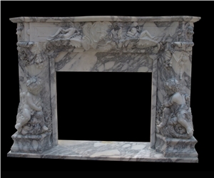 Fireplace Marble Mantel Sculpture Stone White Western Style