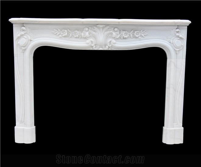 Fireplace Marble Mantel Sculpture Stone White Western Style