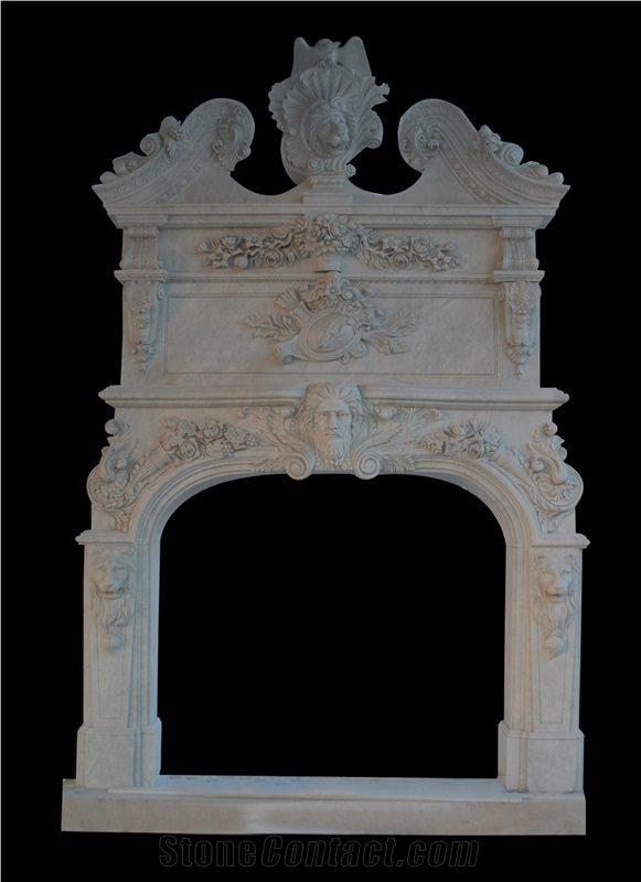 Fireplace Marble Stone Handcarved Mantel Indoor Outdoor Mode