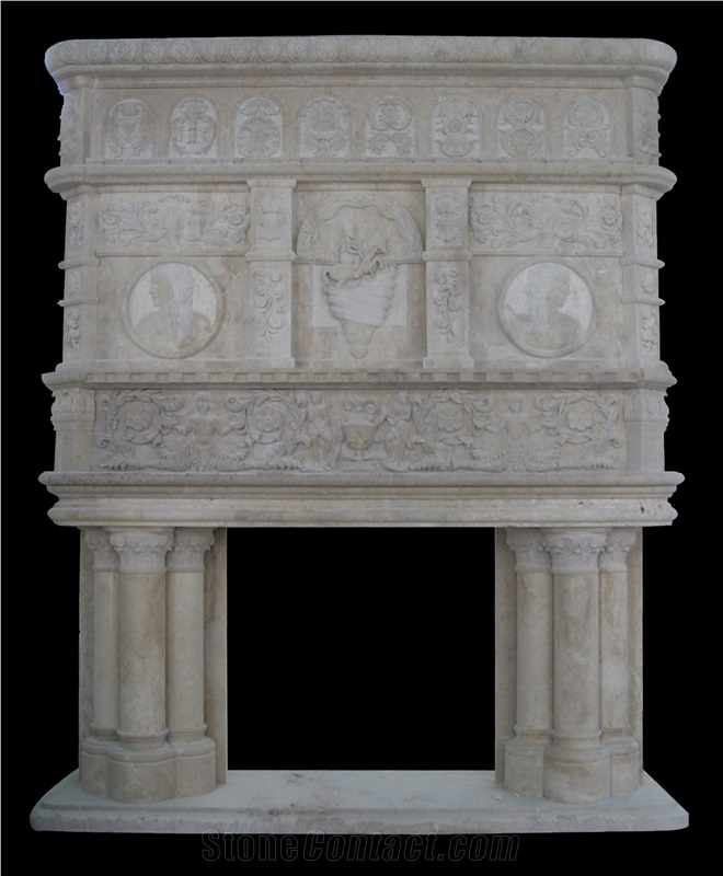 Fireplace Marble Stone Handcarved Mantel Indoor Outdoor Mode