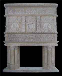 Fireplace Marble Stone Handcarved Mantel Indoor Outdoor Mode