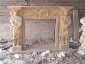 Fireplace Marble Stone Handcarved Mantel Indoor Outdoor Mode