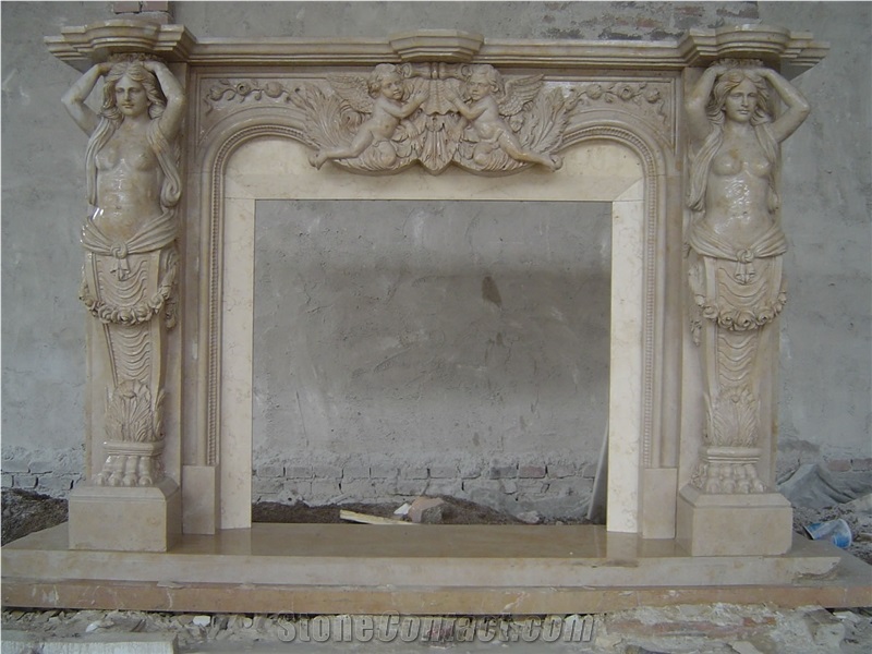 Fireplace Marble Stone Handcarved Mantel Indoor Outdoor Mode