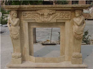 Fireplace Marble Stone Handcarved Mantel Indoor Outdoor Mode