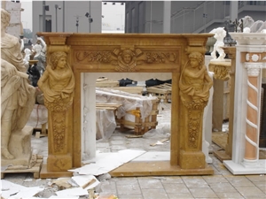 Fireplace Marble Stone Handcarved Mantel Indoor Outdoor Mode