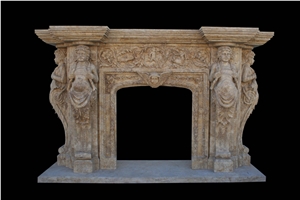 Fireplace Marble Stone Handcarved Mantel Indoor Outdoor Mode