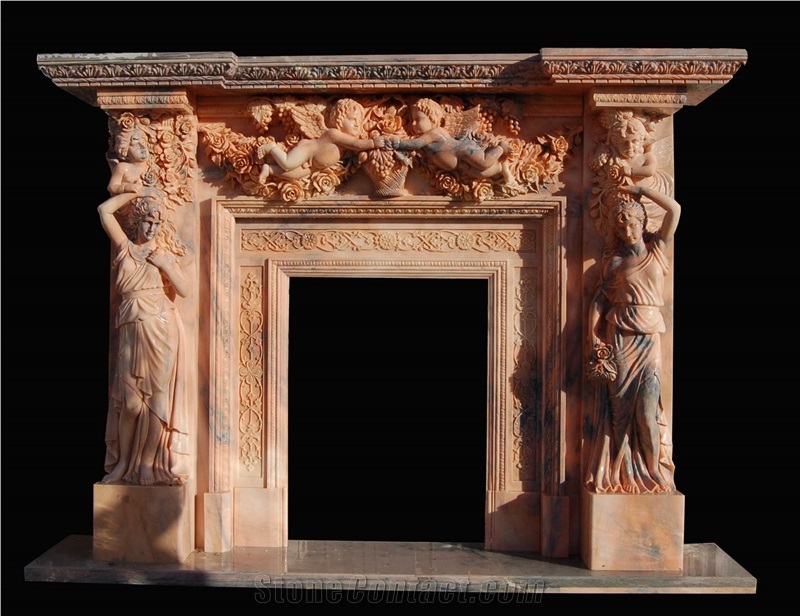Fireplace Marble Stone Handcarved Mantel Indoor Outdoor Mode